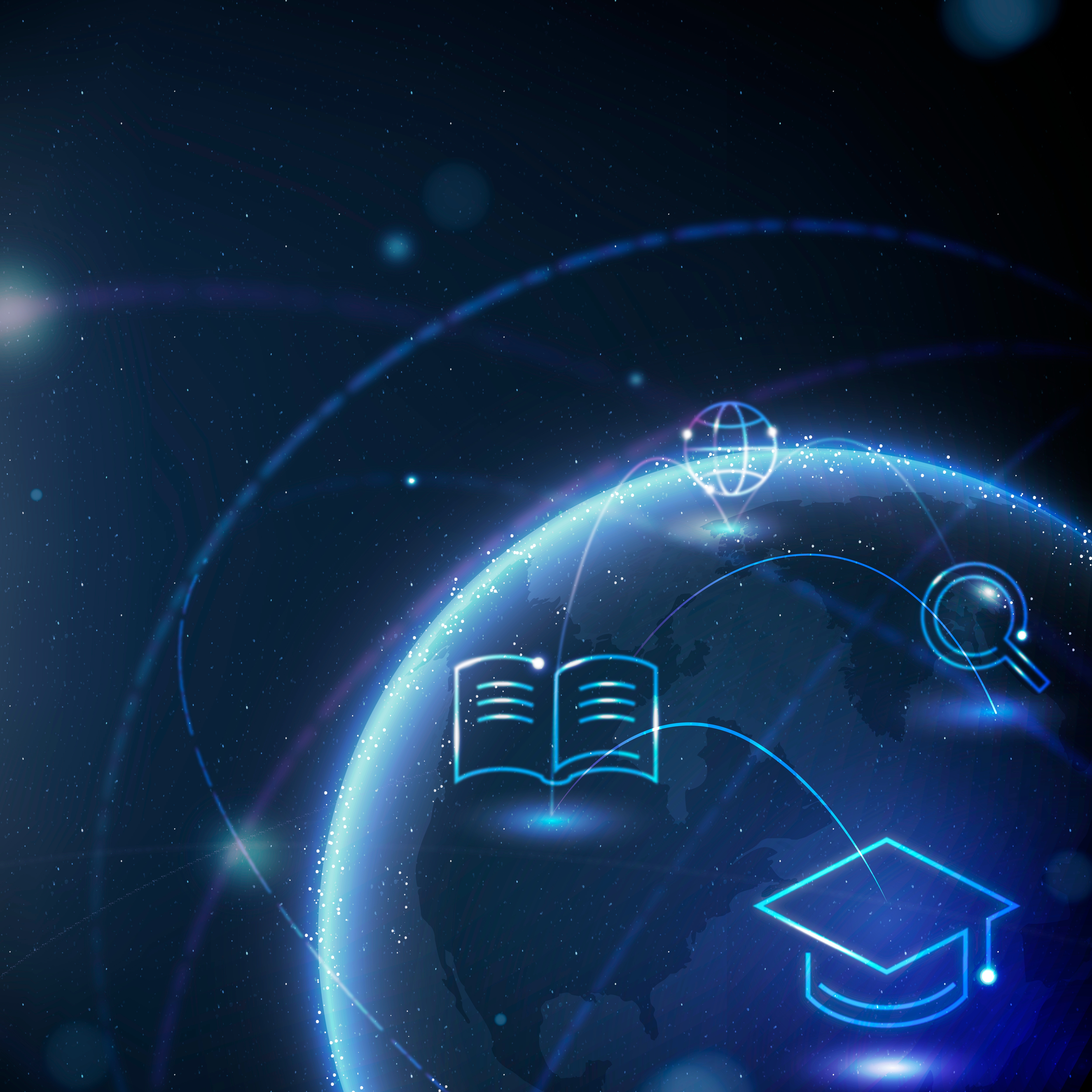 AI logos surrounding globe